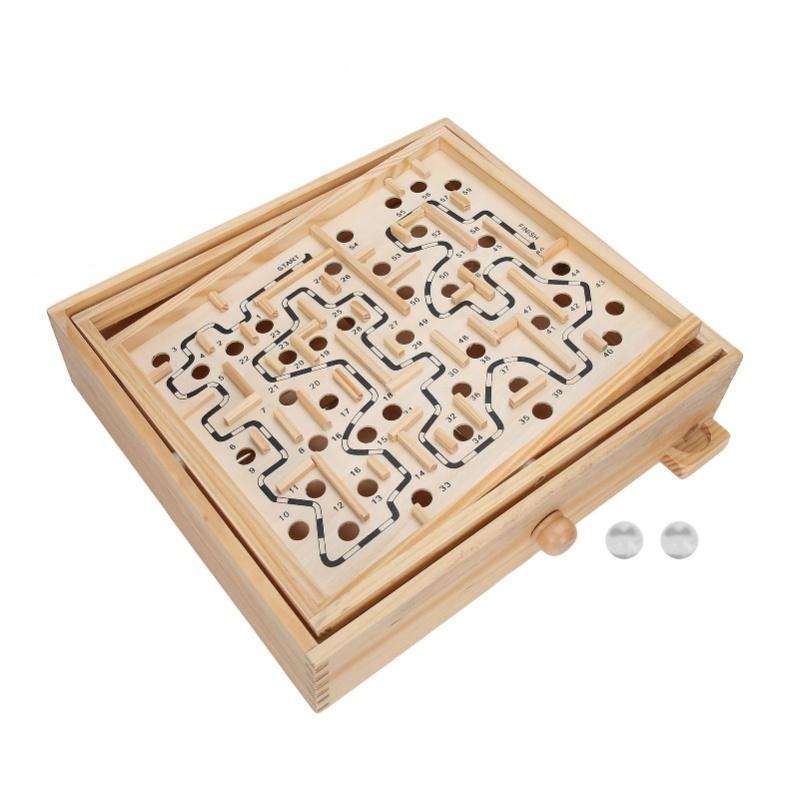Wooden Ball Game Maze Educational Enhances CoordinationLabyrinth Puzzle Toy For Adults Kids