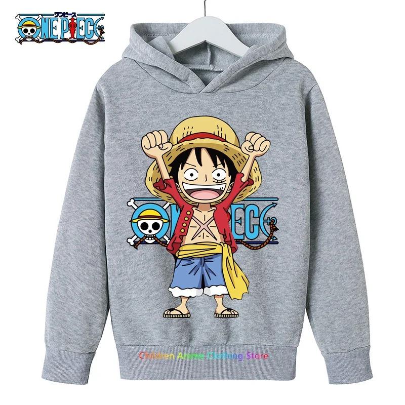 

Толстовка с капюшоном Anime Luffy для детей, цельный свитшот, пальто для мальчиков и девочек, теплый свитер, осенняя одежда 120