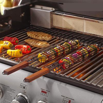 4 Pack Stainless Steel Kabob Grilling Baskets, Grill Basket Set, Kabob Baskets for Grilling Vegetables, Seafood, Meat