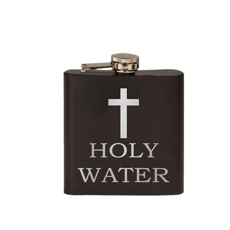 

Outdoor Crossed Pattern Holy Water Bottle Stainlessed Steel Hip With Screw Open For Religious Ceremonies And Travel 1