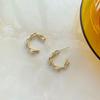 Joyería de Moda Oro Real 14K Zirconia AAA Pendientes de Aro Generosa Cadena en Forma de C Pendientes Huecos para Mujer para Uso Diario