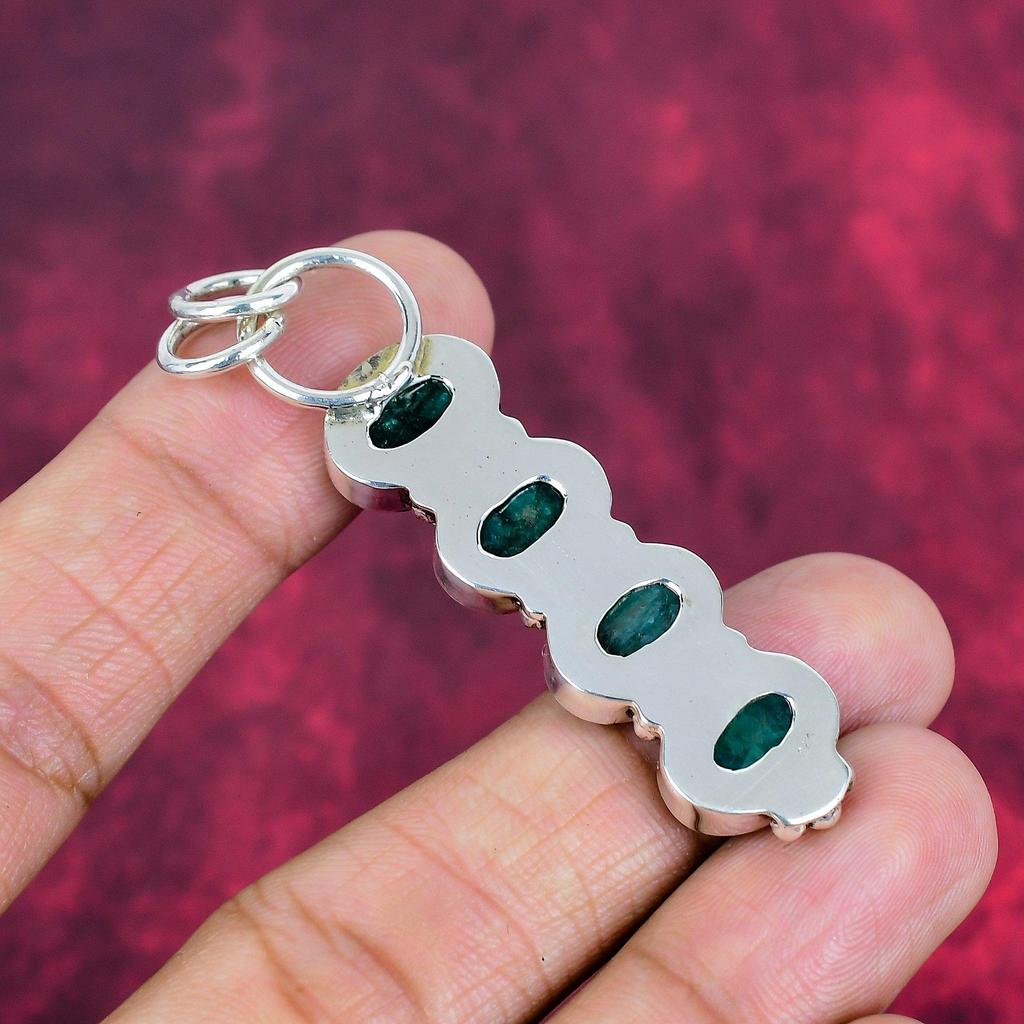 Emerald Pendant, 925 Sterling Silver Pendant Gemstone Jewelry, Handmade Pendant Amazing Jewelry, Gift For Her