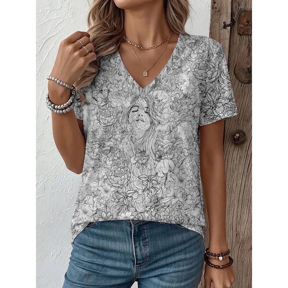 Fashion Versatile Women's V-neck Top Casual Loose Short Sleeves Comfortable T-Shirts Women’s