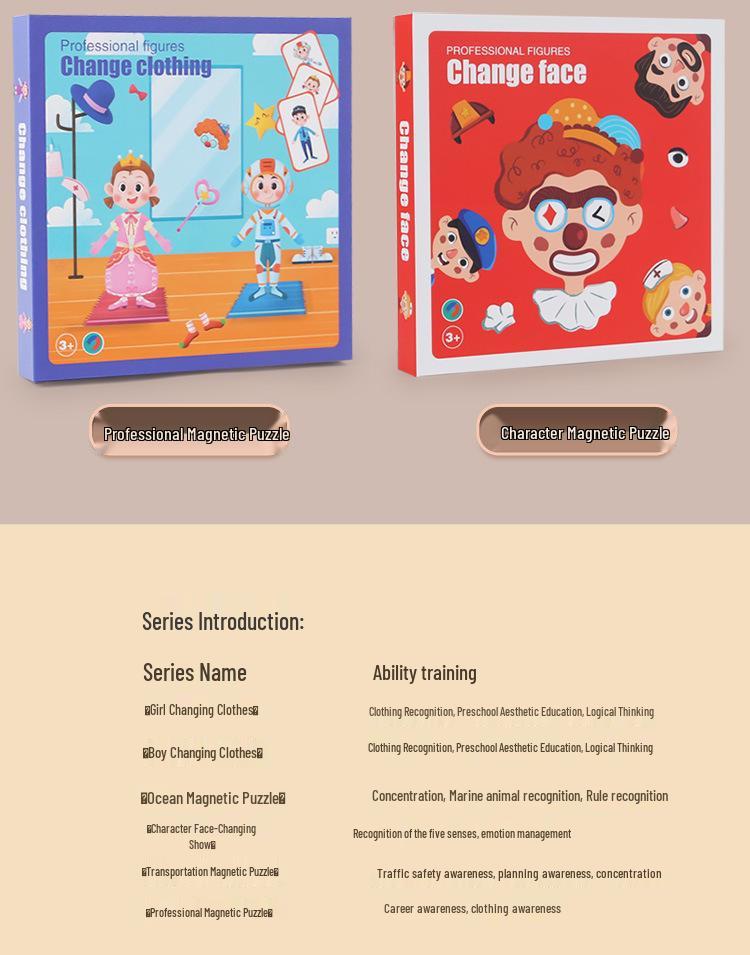 Cross-Border Ocean-Themed Magnetic Puzzle Set for Kids: Interactive Dress-Up & Transportation Figures for Early Education.