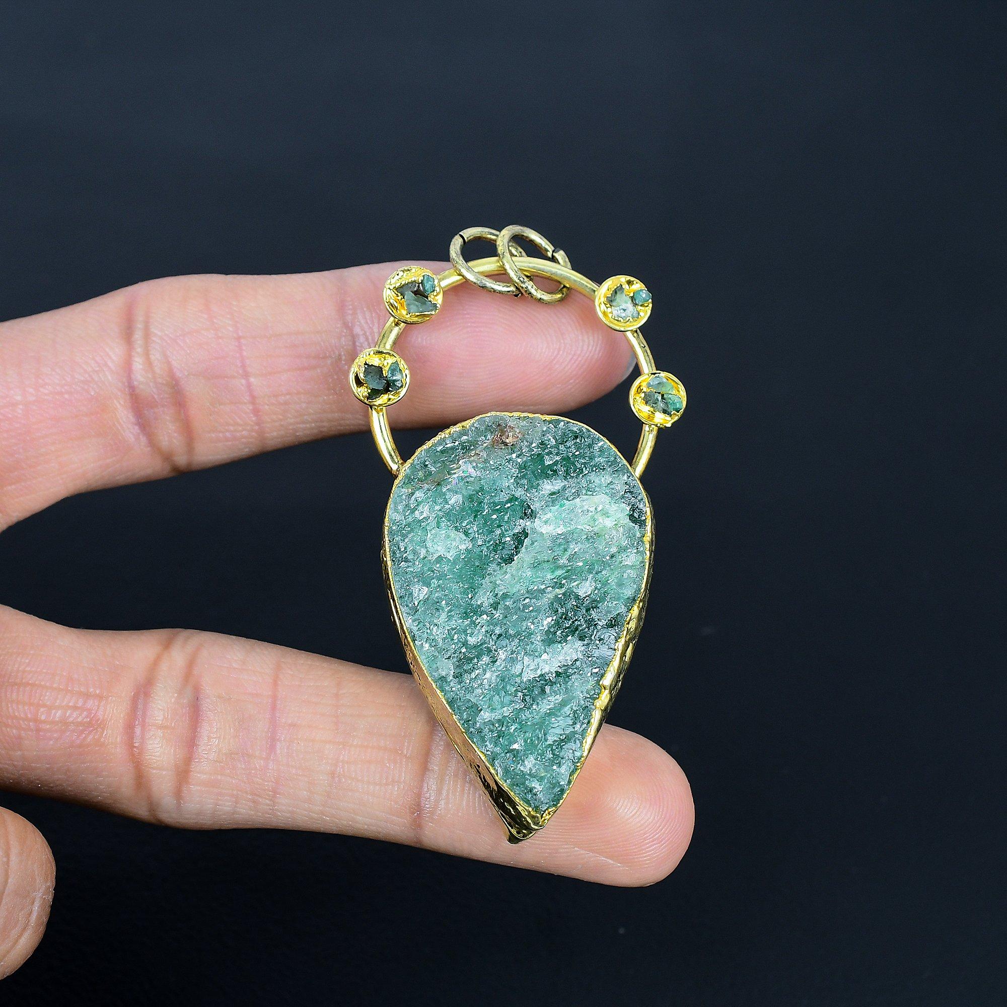 

Indicolite Gemstone Pendant, Copper Electroformed Pendant, Handmade Antique Jewelry, Gift For Mother Day 2.55 Inches