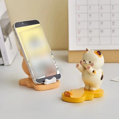 1 szt. Uroczy uchwyt na telefon z żywicy w kształcie kota, ozdoba na biurko, akcesoria do dekoracji domu, prezenty