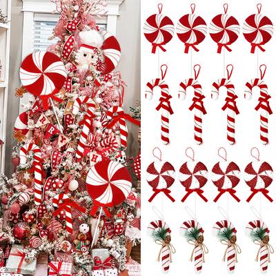 Large Christmas Candy Canes Ornament Xmas Tree Hanging Red White Lollipop Pendants 2024 Navidad Home Decoration New Year Gift