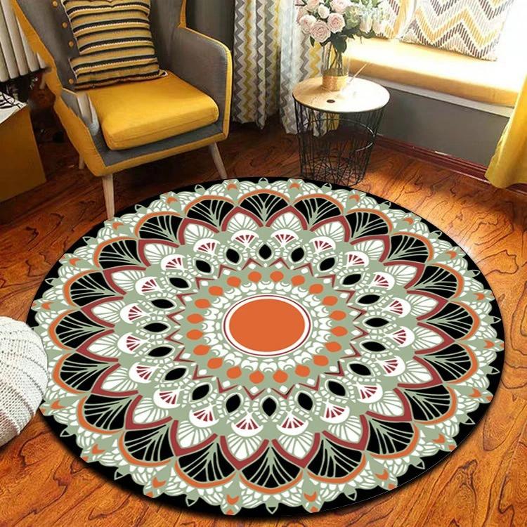 Ethnic Mandala Circular Carpet Non Slip Floor Mat for Living Room Bedroom Decor Washable Sofa Chairs Area Rugs Home Decorations