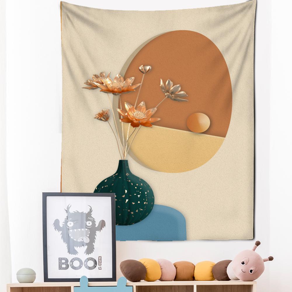 Tapiserie cu pictură în ulei, agățată pe perete, cu flori, stil boem, artă, hippie, tapiz, pentru dormitor pentru fete, decor acasă