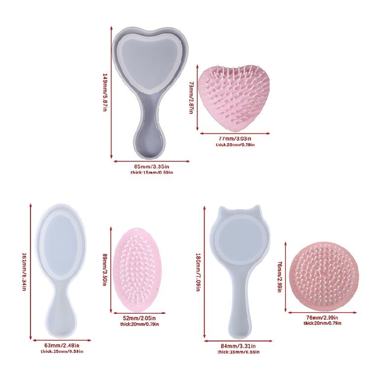 Comb Mold Epoxy Resin Casting Silicone Mold for DIY Detangler Hair Brush Comb