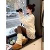 Plus Size Velvet Lace Patchwork Long Sleeve Top for Women - Autumn/Winter 2025 Loose Slimming Base Layer