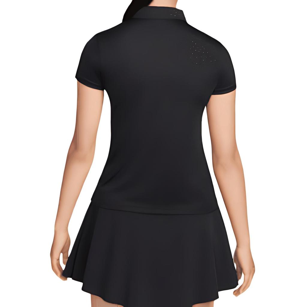 Nike Solid Color Short Sleeve Casual Polo Shirt Women Tops Black DH2310-010