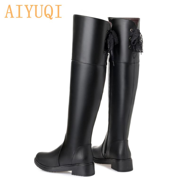 Mode AIYUQI Stiefel Damen 2025 Neu Echtes Leder Damen Oberschenkelhohe Stiefel Mode Overknee Stiefel Motorradstiefel Damenschuhe