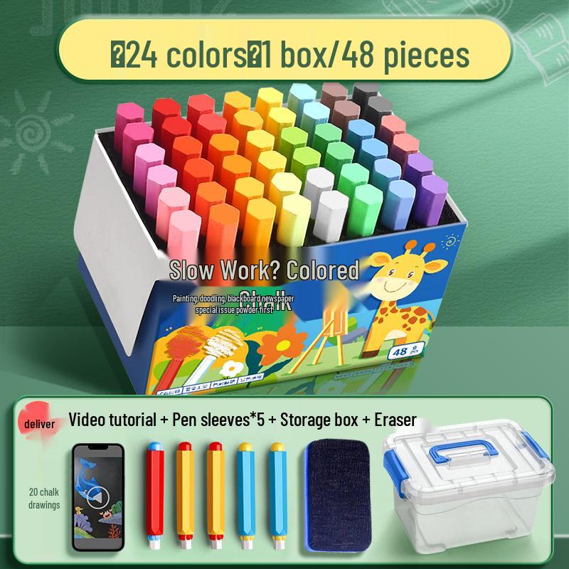 Vivid Dustless Multi-color Chalk for Children and Teachers - Keeps Hands Clean