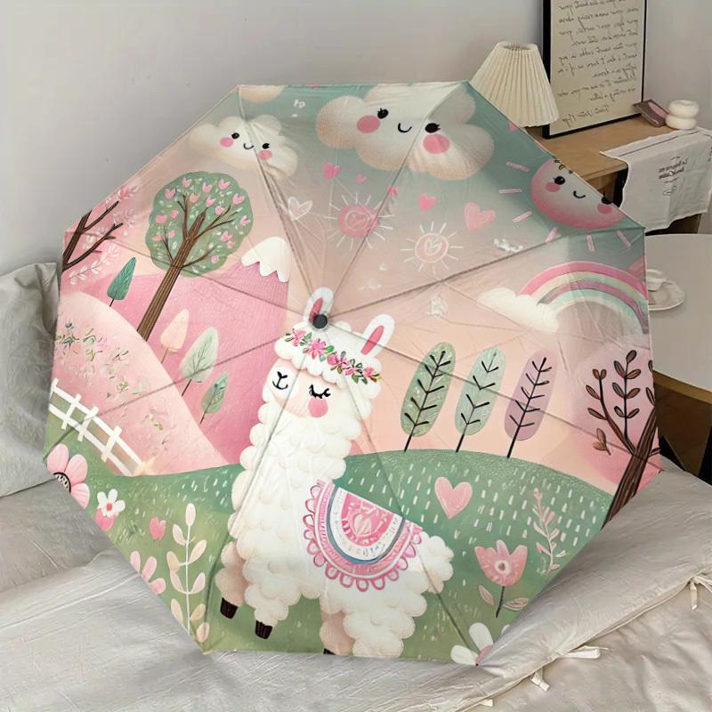 1pc Llama Forest Pattern Umbrella Design Automatic Opening and Closing Umbrella, High-quality Travel Umbrella, Lightweight and Portable, -49
