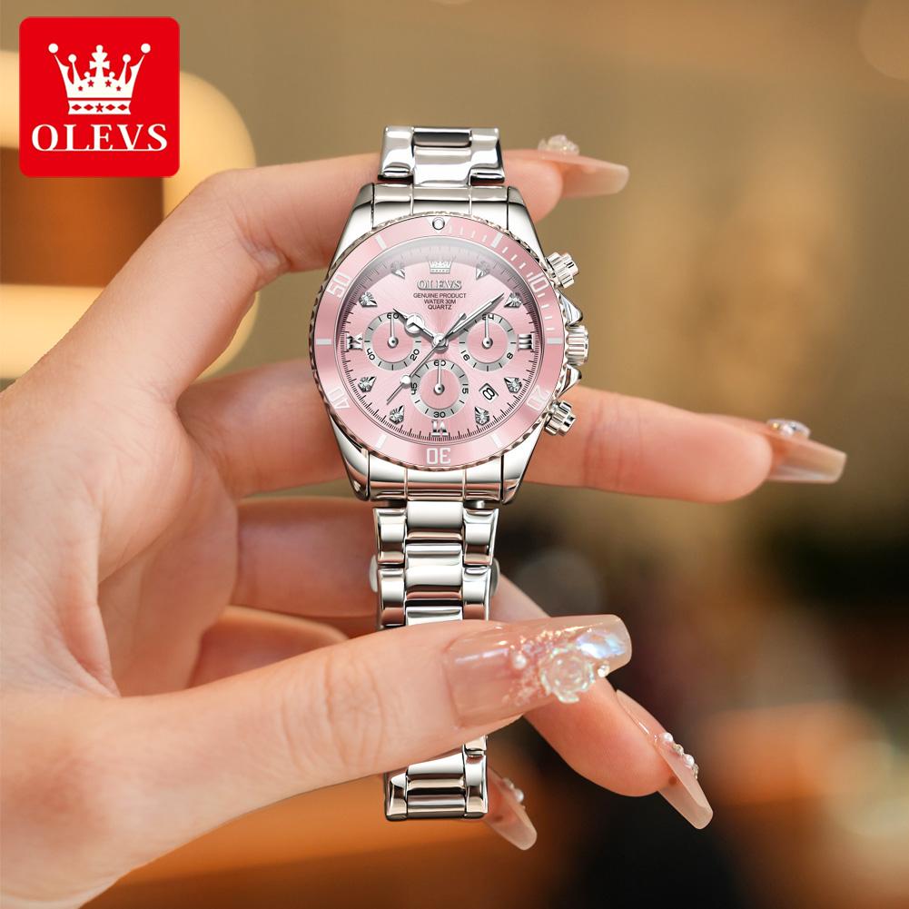 OLEVS Luxury Women Watch Original Quartz Watch Multi Functional HD Date Waterproof Luminous Chronograph Women Watch