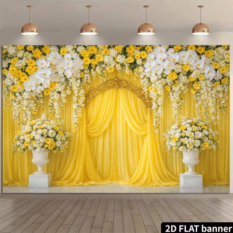 

2D Orchid and Drape Backdrop for Outdoor/Indoor Events, Live Streams and Photo Booths 47.2x31.5inch/120*80cm