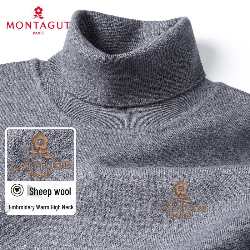 MONTAGUT Men's Warm Wool Blend High-Neck Sweater