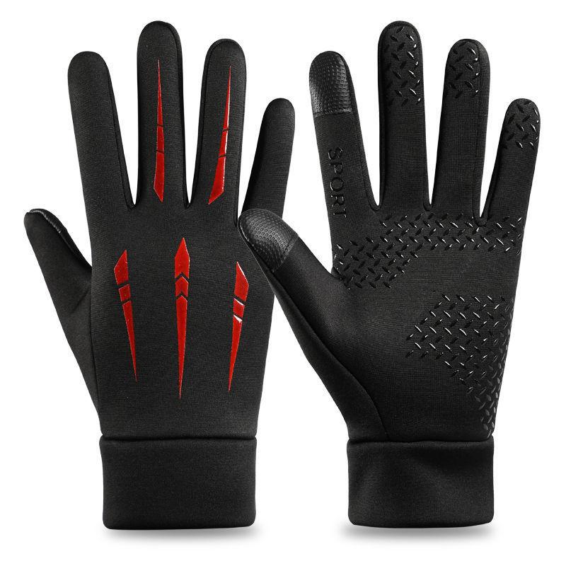 Men's autumn and winter cycling gloves outdoor touch screen Korean version windproof and cold-proof warm velvet ski sports gloves men