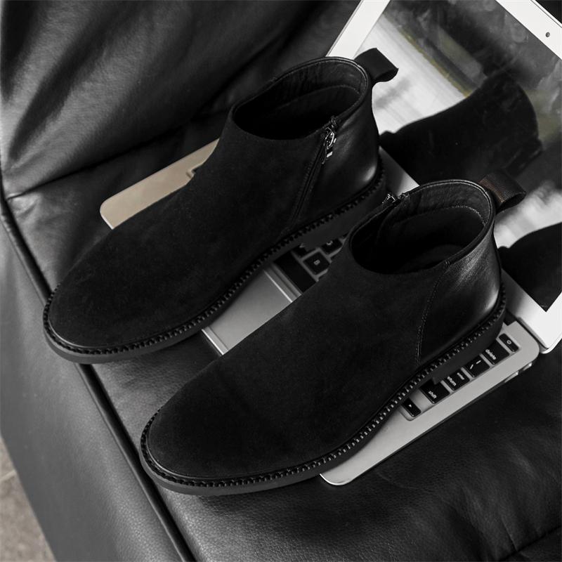 Fashion New Arrival Suede Leather Mens Chelsea Boots Comfortable Slip on Biker Boot Elegantes High Top Shoes Business Male Ankle Botas