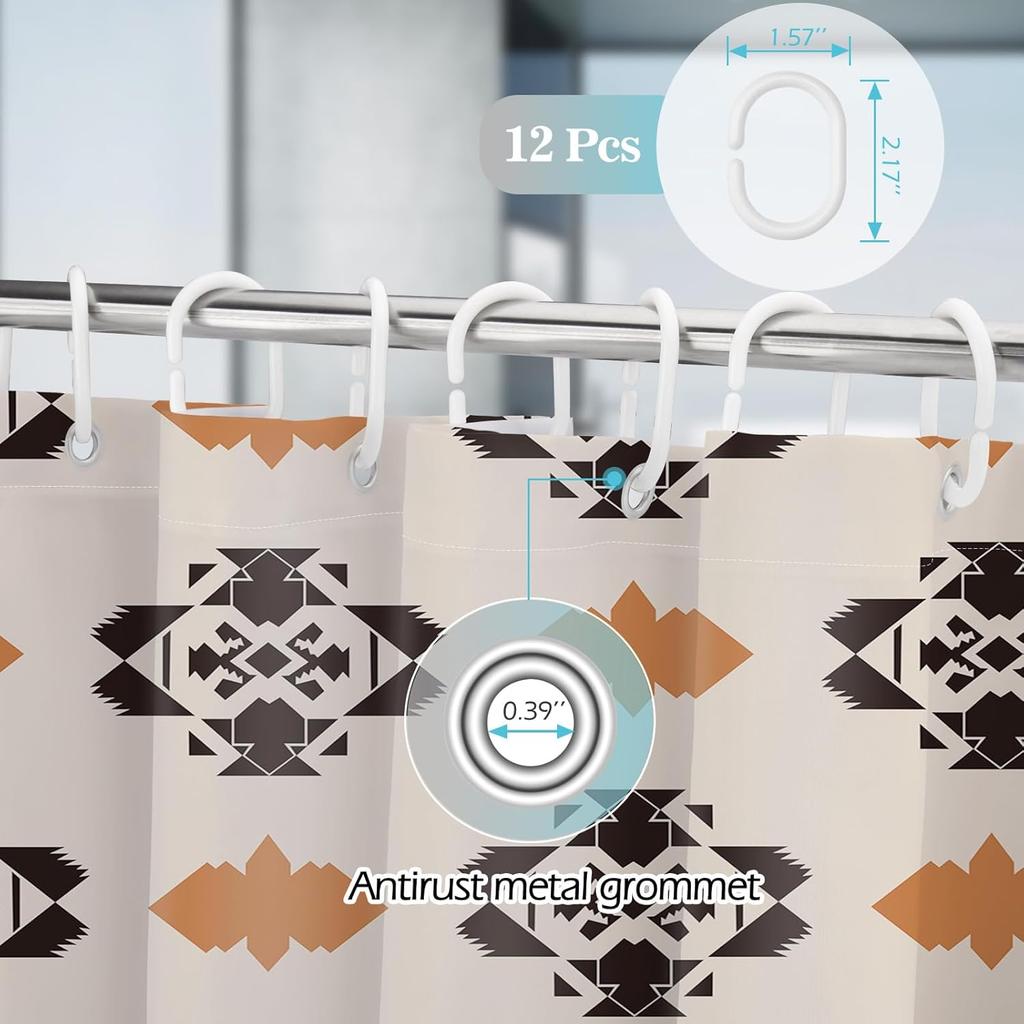 Aimego Western Aztec Shower Curtain - Southwest Boho Chic Geometric Ethnic Tribal Vintage Country Farmhouse Fabric Cloth Bath Sh