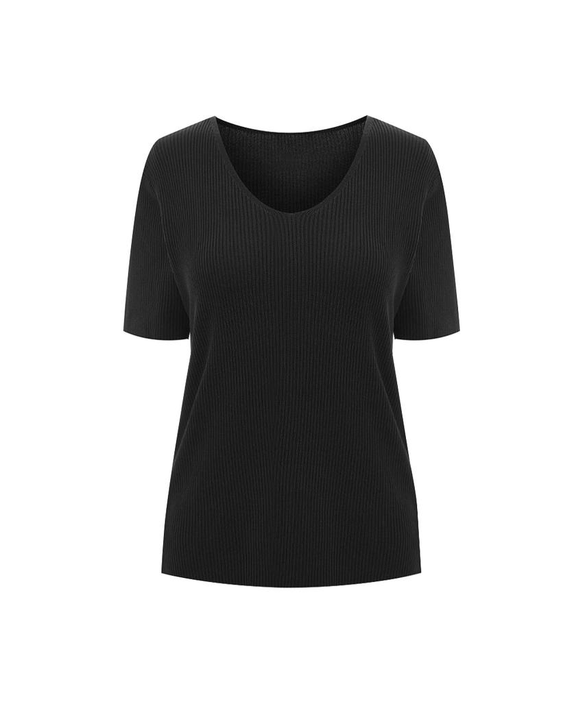 PAIGEFLYNN Silky Ribbed V-Neck Knit_P6Bkn057C