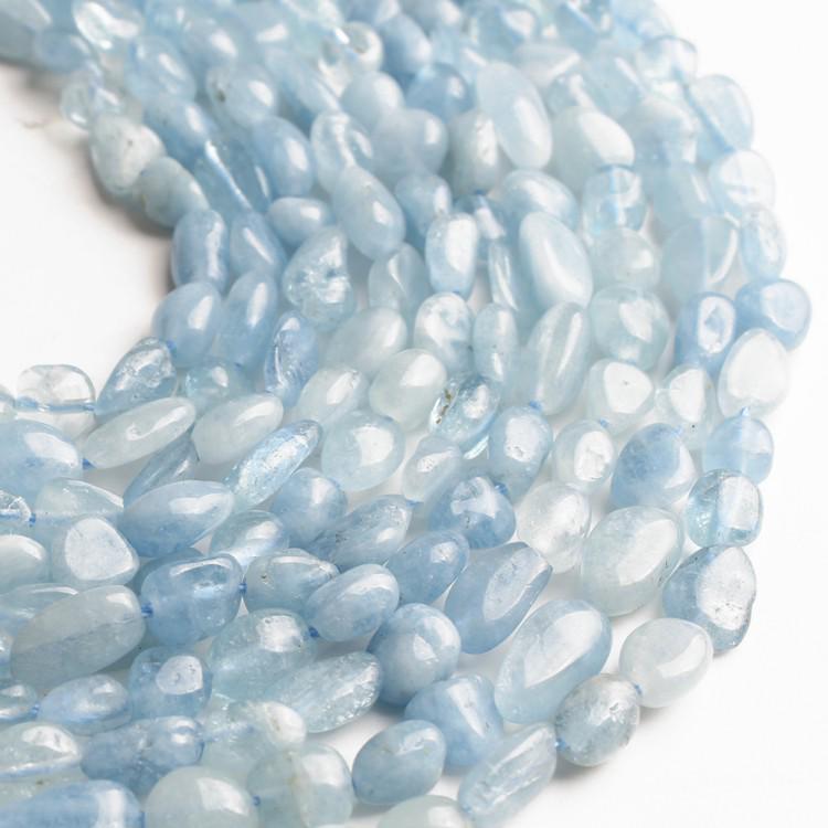 6-8mm Natural Irregular Genuine Aquamarine Stone Beads for Jewelry Making 15'' Loose Beads
