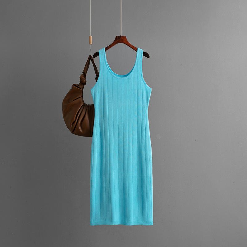 Slimming Solid Color Knitted Camisole Dress For Slimming And Body Shaping Spicy Girl With Hip Hugging Long Skirt