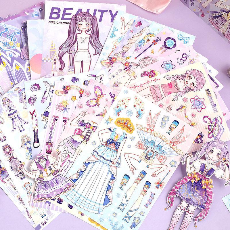 12/18/20pcs Cute Dress-Up Stickers Cartoon Waterproof Stickers Girls' Sticker Book Funny DIY Decorations Party Gift