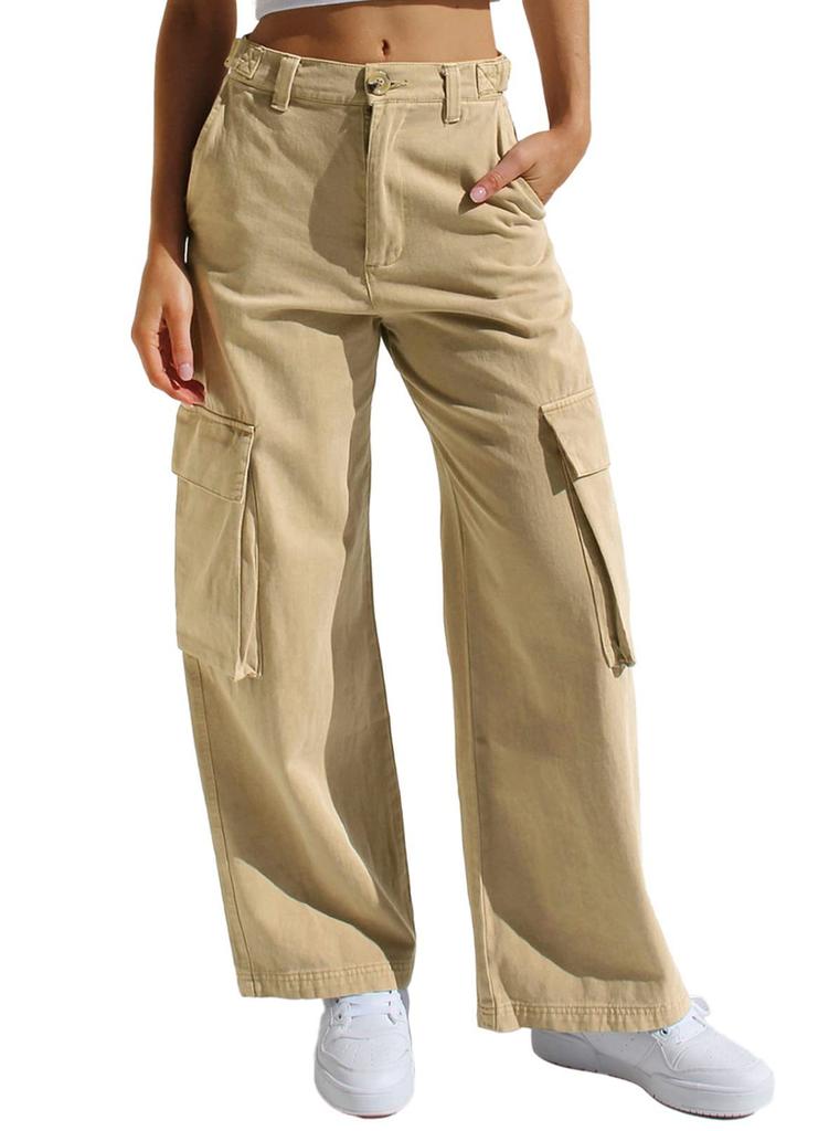 Damen Low Rise Cargo Jeans Gerade Beine Mehrere Taschen Denim Hosen Gewaschen Nicht Elastisch Lässige Lange Hosen