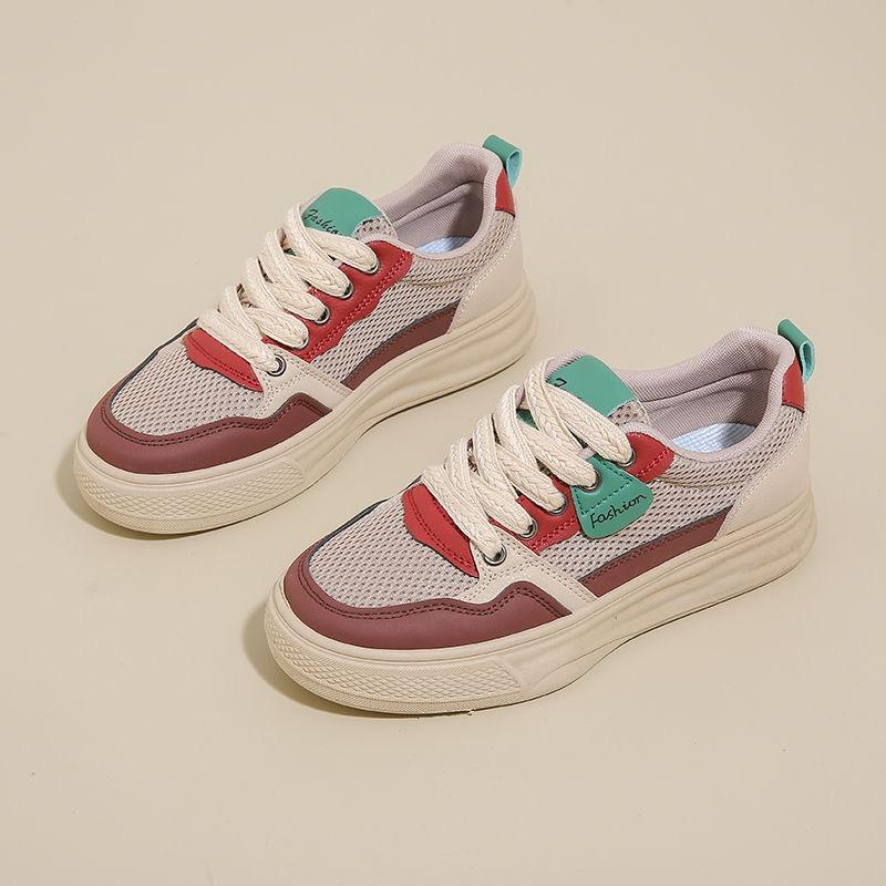 Zapatos nuevos transpirables para mujer, zapatillas deportivas y casuales versátiles de caña baja y suela gruesa