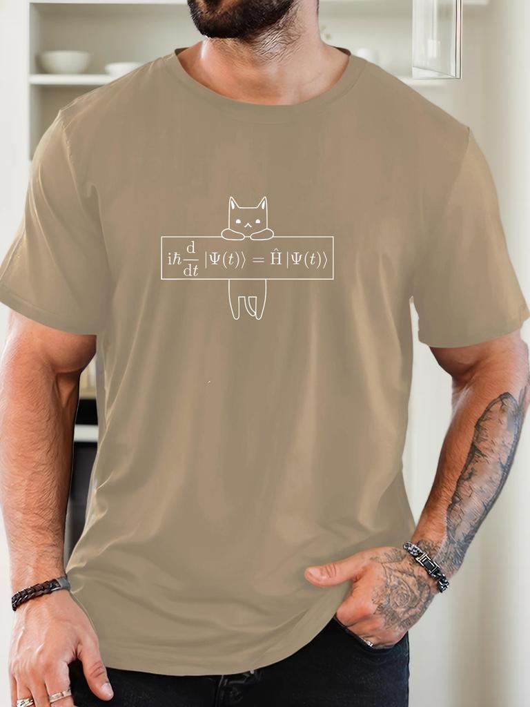 Kater und Schrödinger-Gleichung Muster Sommer Casual Rundhals Kurzarm T-Shirt