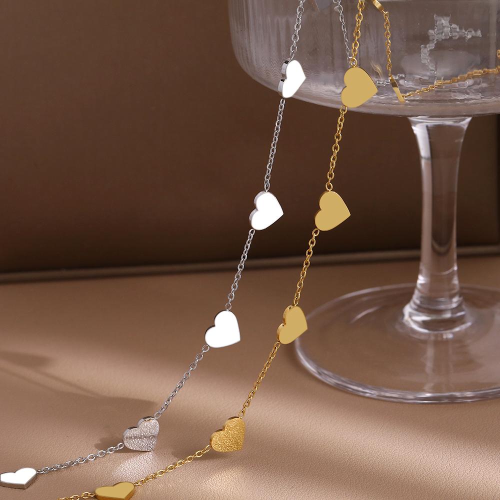 Stainless Steel Necklaces Romantic Hearts Choker Chain Temperament Elegant Kpop Exquisite Fashion Necklace For Women Zircon