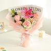 Hand Knitted Sunflower Rose Bouquet for Graduation Gift Artificial Crochet Flowers Never Wilt Home Table Decor