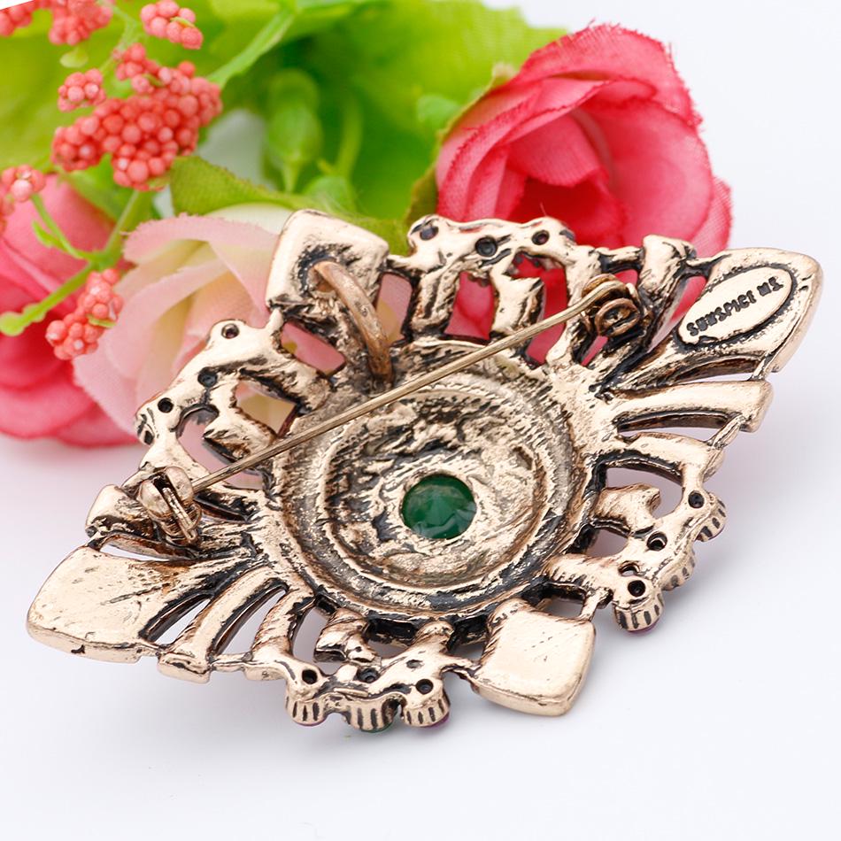 Broche feminino vintage, broche boêmio de cor dourada antiga, broche com lenço floral e joias