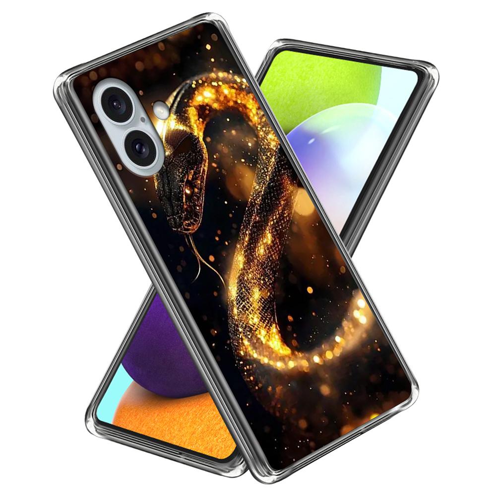 

For iPhone 16 Case IMD Pattern Printing TPU Shockproof Phone Cover Snake