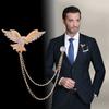 Men's Fashion Suit Brooch Simple Diamond Tassel Metal Wedding Dress Suit Brooch Collar Pin