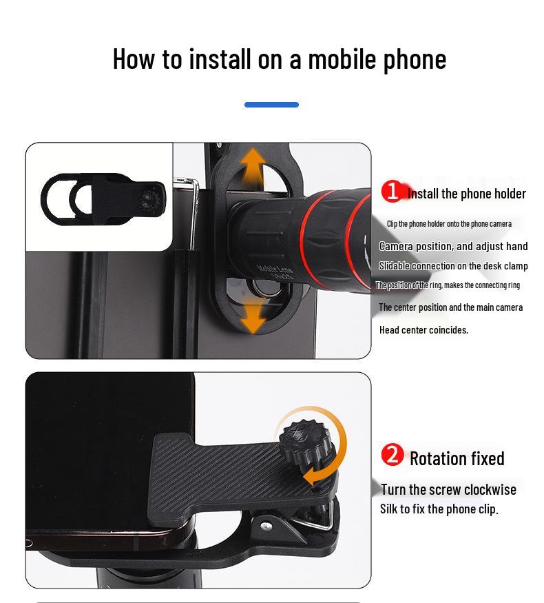 18x Mobile Phone Telephoto Lens: HD Concert Photography Monocular Telescope.