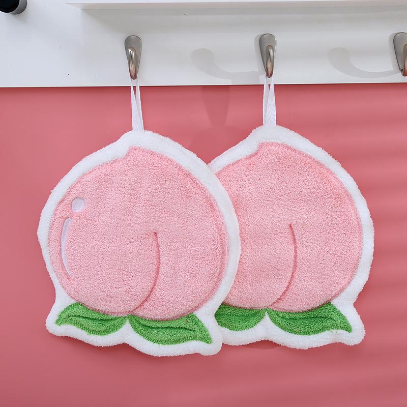

Милое фруктовое полотенце для рук, коралловый флис утолщенный и мягкий для впитывания воды без выпадения ворса, подвесное мультяшное полотенце для рук 20*22cm