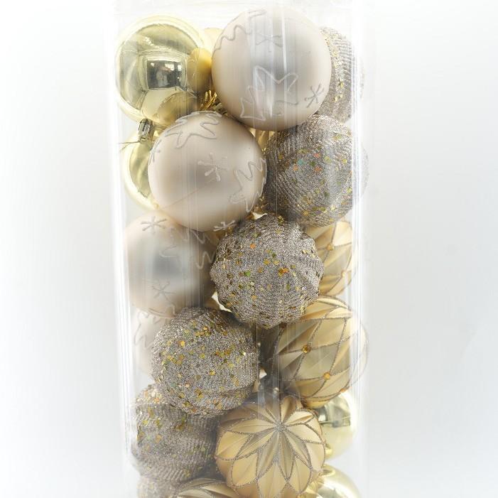 Christmas Decoration 8cm Plastic Balls Party Hanging Ornaments Classic Bucket Set Electroplated Spheres Holiday Decor