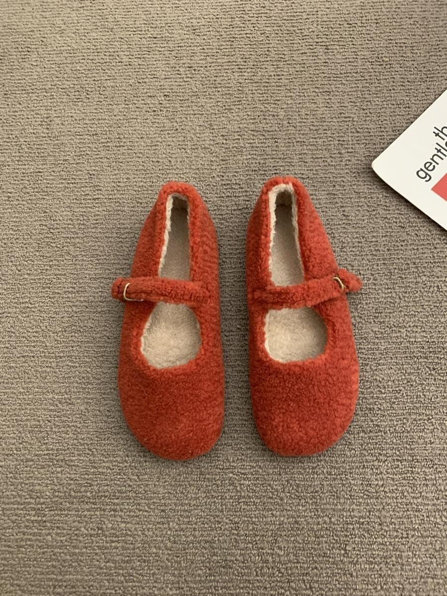 

Mori plush wool single shoes year word Mary Jane shoes wool shoes 39 червоний