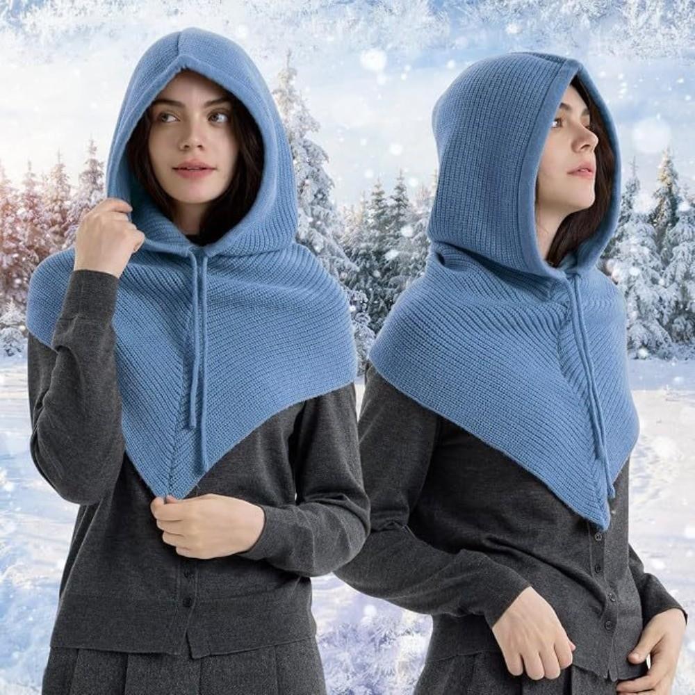 Cappelli con Cappuccio a Maglia Monocolore Antivento Berretti per Ragazze Cappello Invernale Balaclava Cappello Sciarpa per Donne