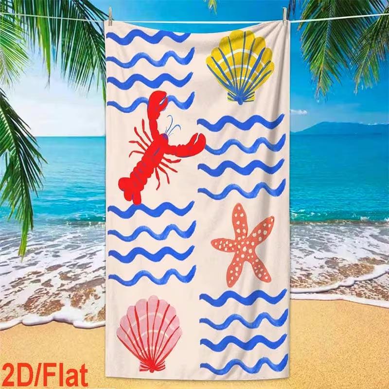 Cartoon Jellyfish Print Beach Towel Soft Quick Dry Absorbent Sand Free Ocean Coral Pattern Towel for Summer Swim Pool Travel