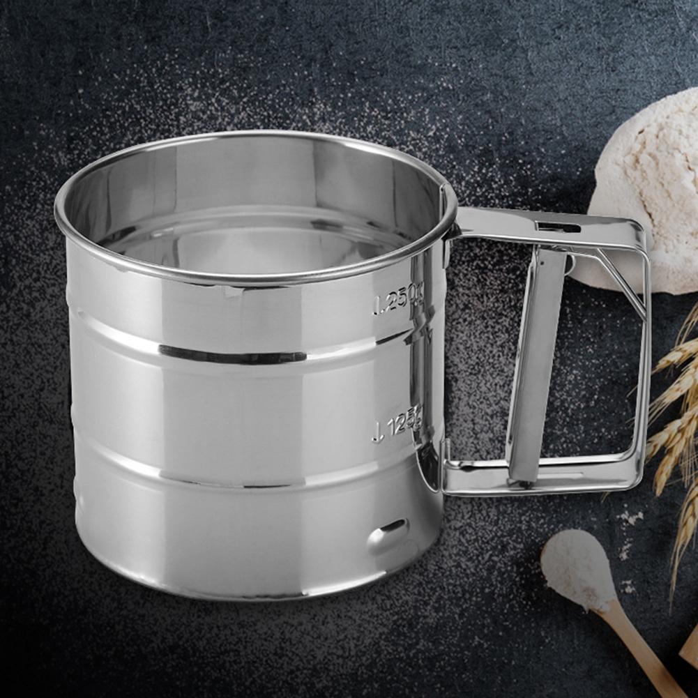 Mesh Flour Sifter Sugar Shaker Baking Icing Sieve Mechanical Metal