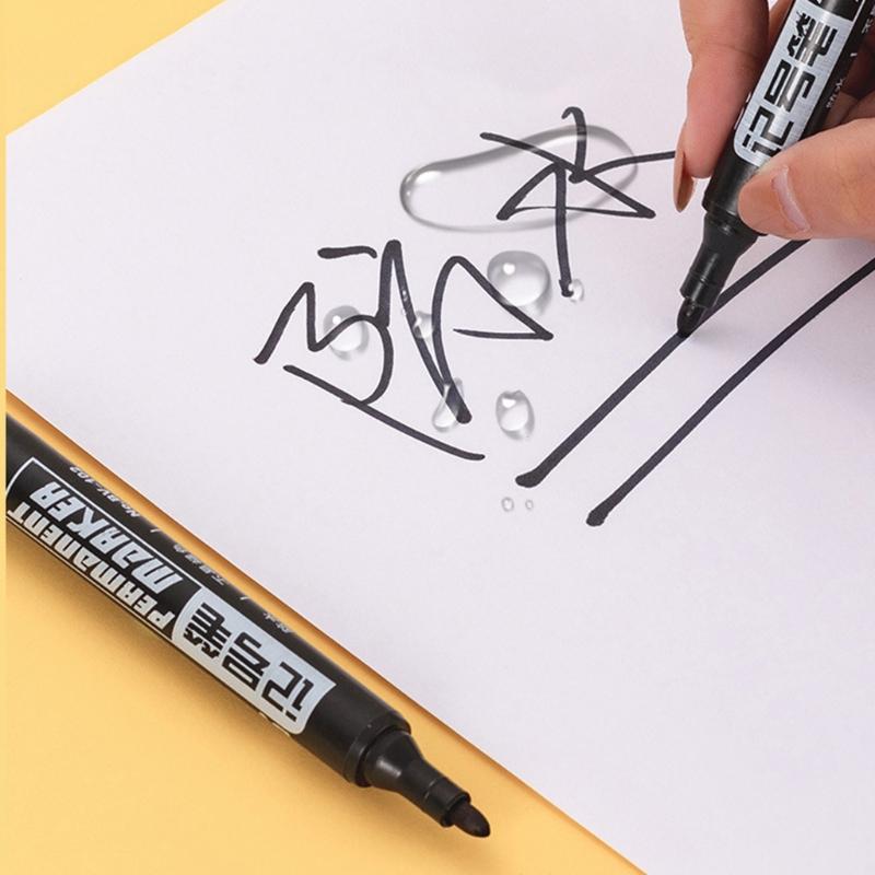 Permanent Marker Medium Point Black/Red/Blue Office Stationery Marking Writing Tool for Plastic Canvas Glass Mugs 10 Set