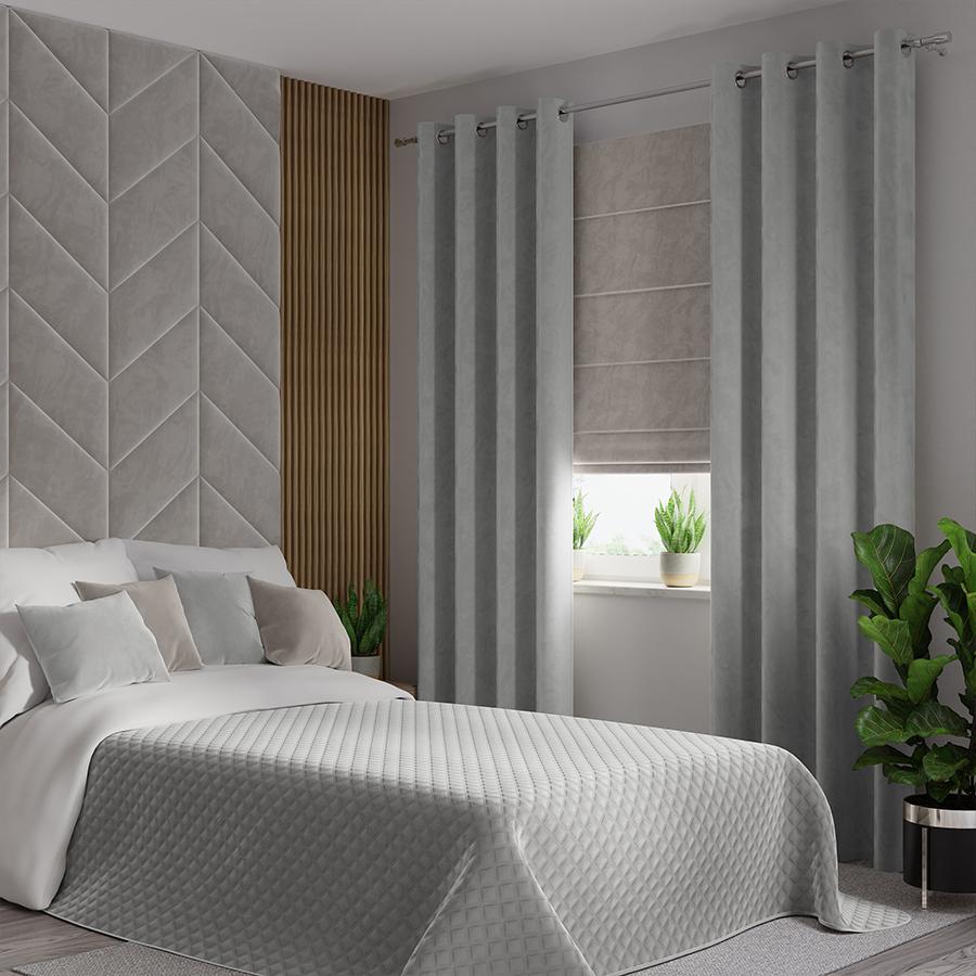 VELVI Decorative bedspread - pastel gray, quilted elegance - 220x240cm