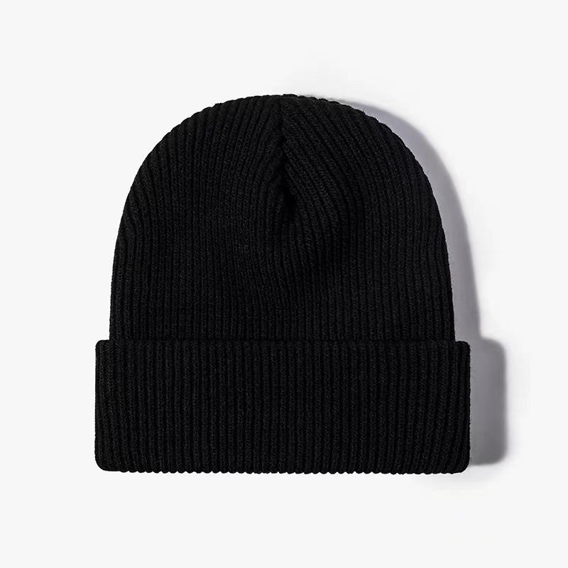 Winter Knitted Hat Embroidered Woolen Winter Warm Men's and Women's Simple Fashion Acrylic Hoodie