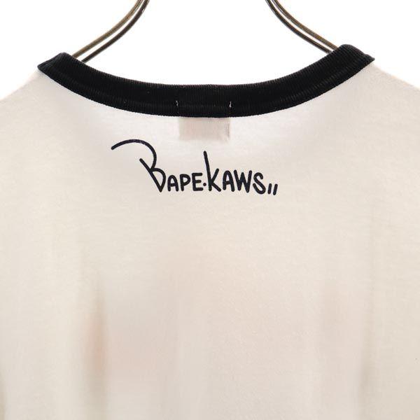 A BATHING APE KAWS Made In Japan Logo Print Short Sleeve T-shirt S White Men's Used