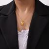 18k Gold & Titanium Steel Pearl Necklace - European & American Geometric Design, Light Luxury, Non-Fading.