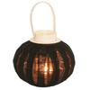 Wooden Candle Lantern, Black, 22 Cm